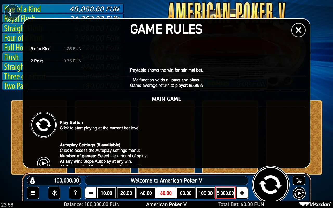 Game rules, page 3 — American Poker v
