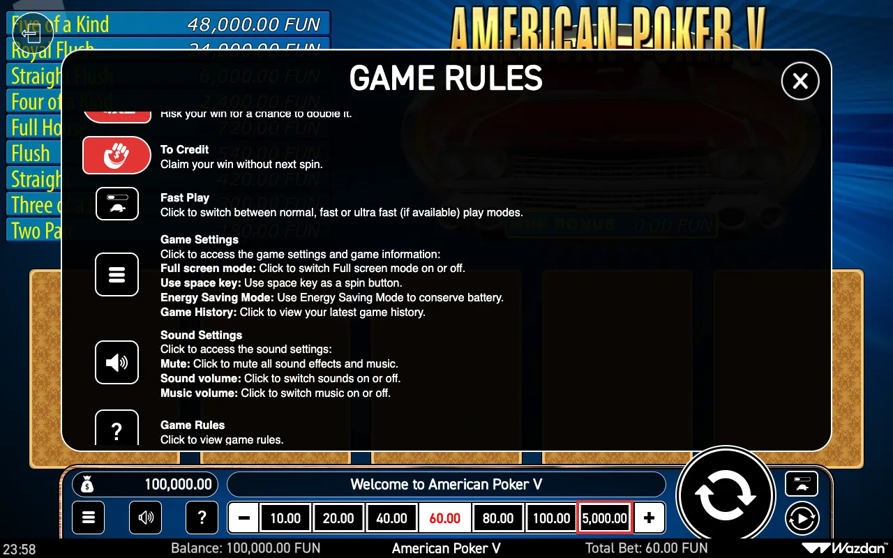 Game rules, page 4 — American Poker v