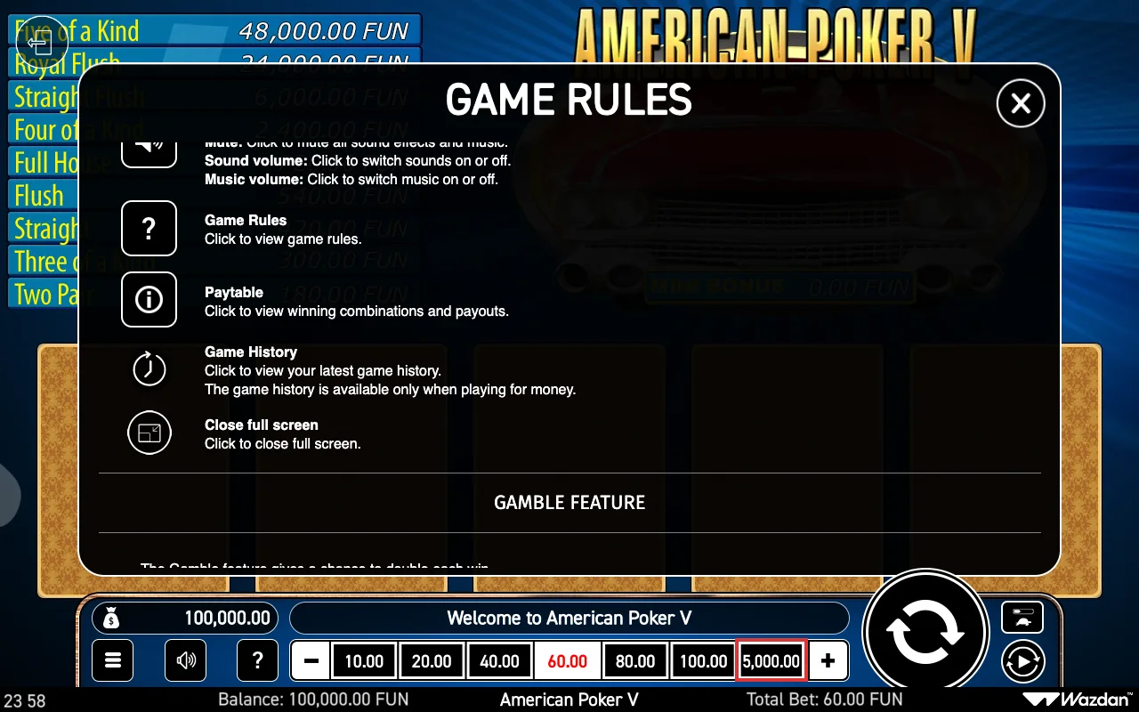Game rules, page 5 — American Poker v
