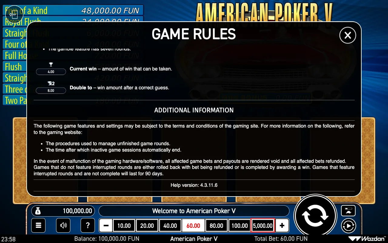 Game rules, page 6 — American Poker v