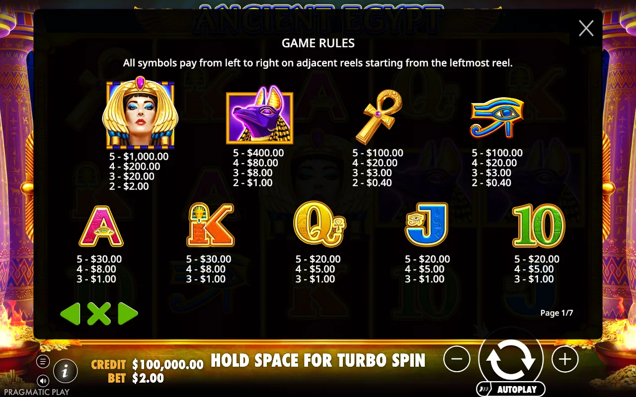 Game rules — Ancient Egypt