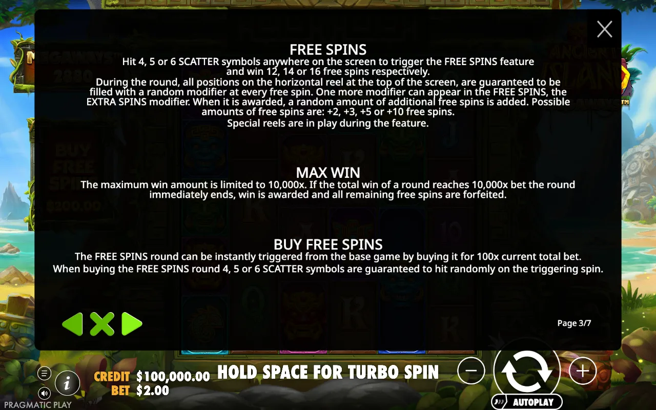 Free spins — Ancient Island Megaways