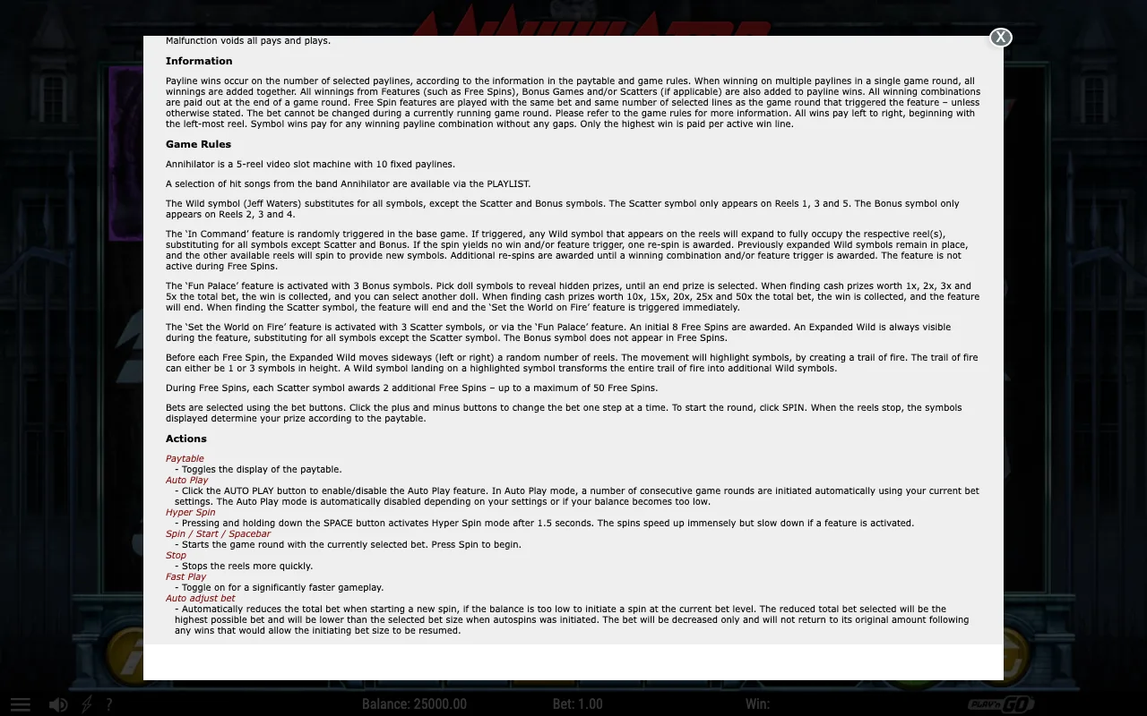 Game rules, page 2 — Annihilator