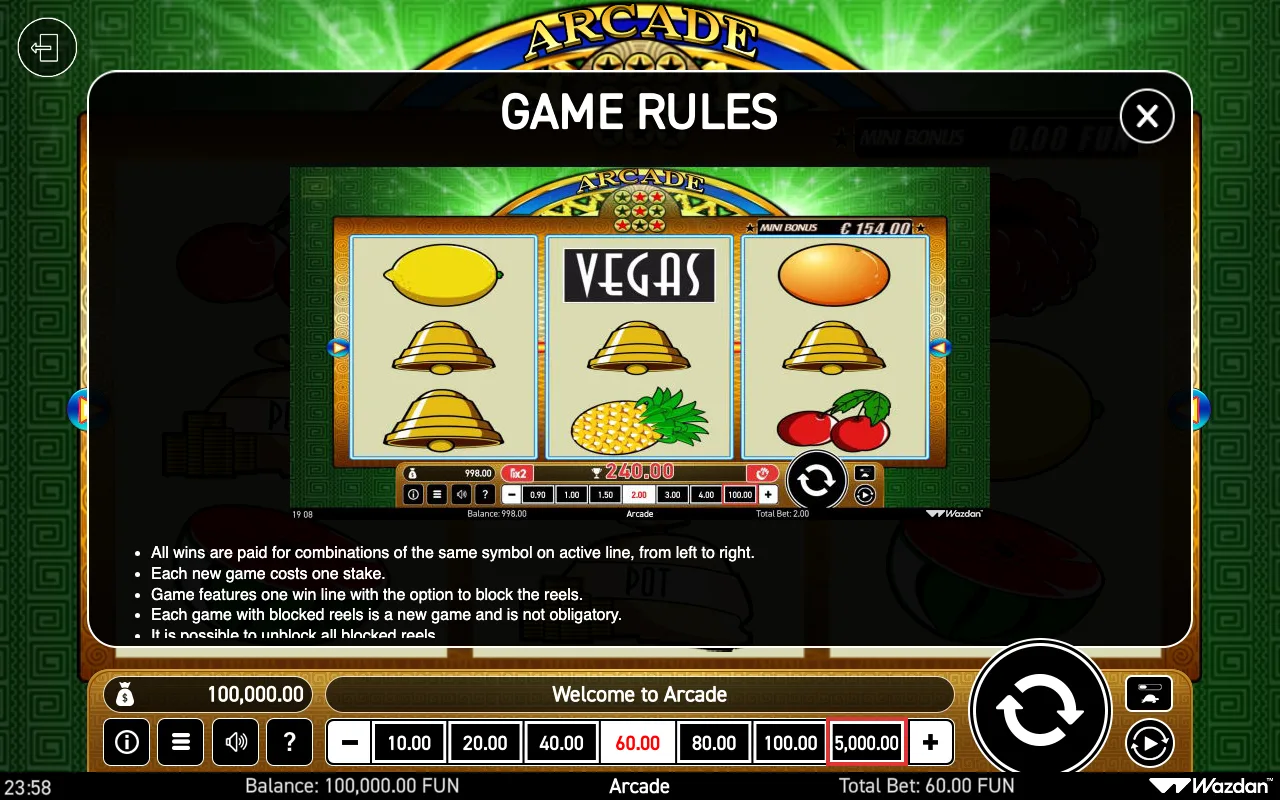 Game rules, page 2 — Arcade