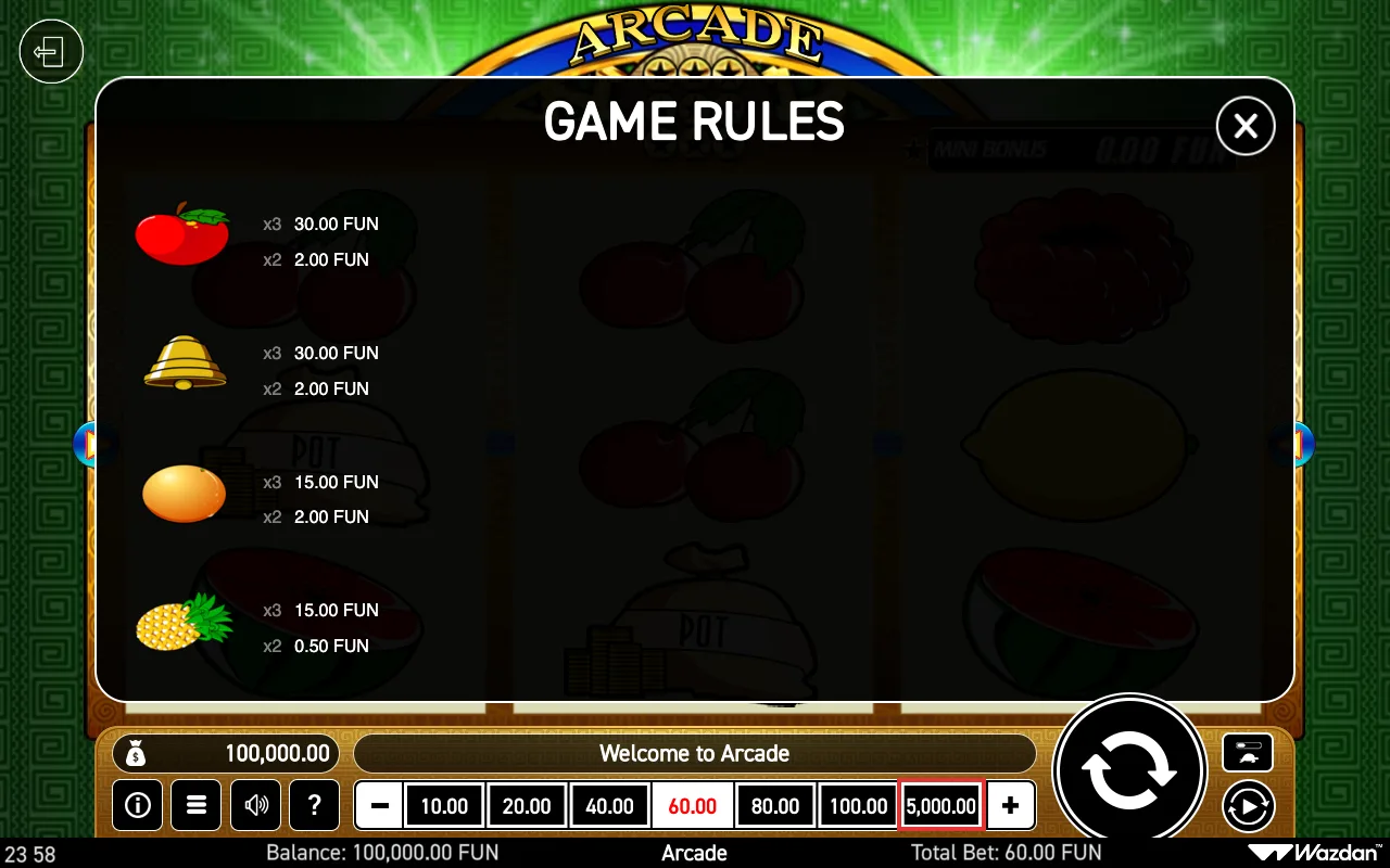 Game rules, page 3 — Arcade