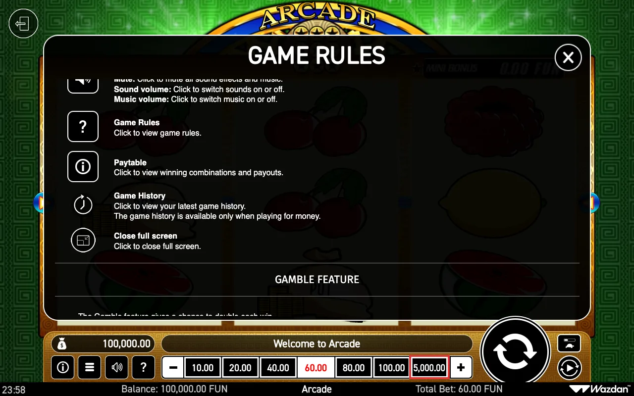 Game rules, page 6 — Arcade