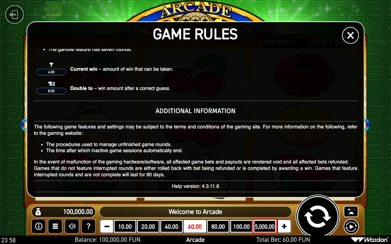 Game rules, page 7 — Arcade