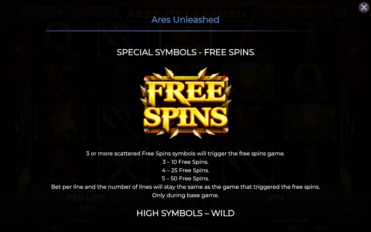 Special symbols - free spins — Ares Unleashed