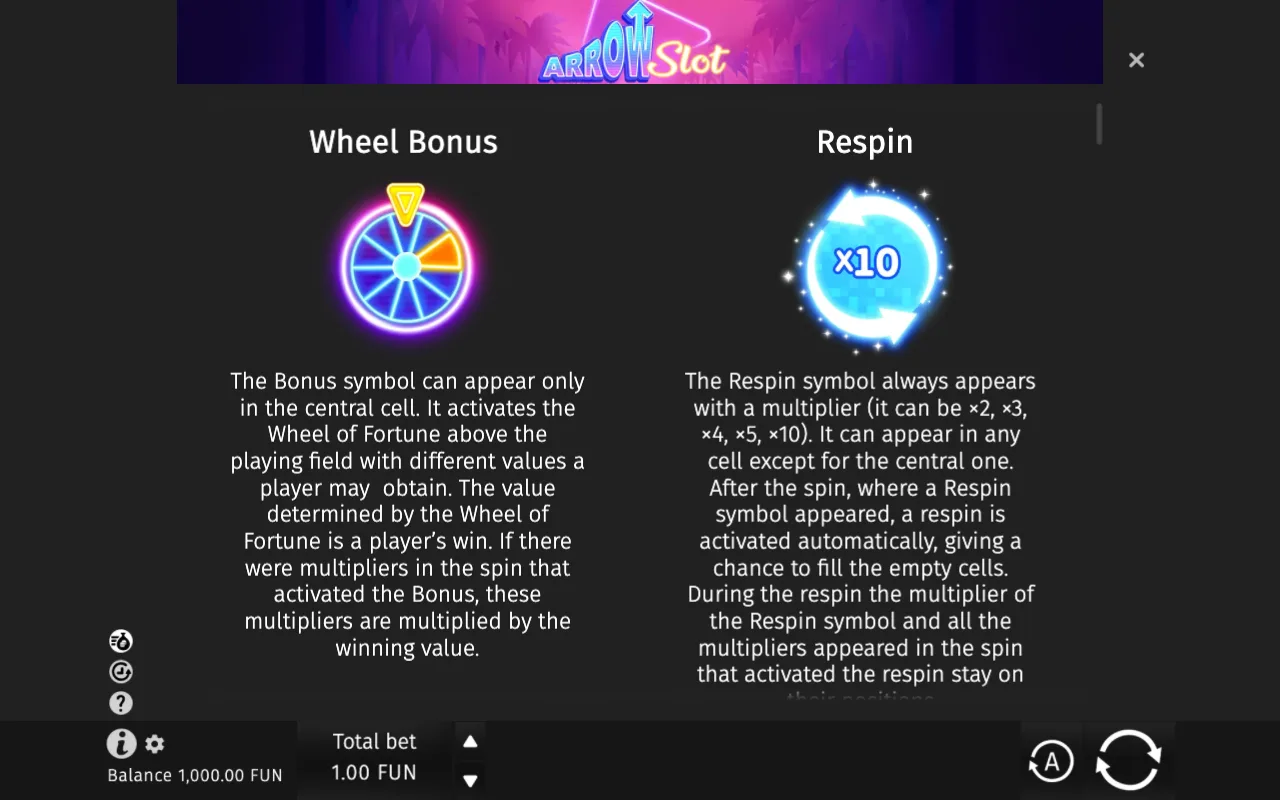 Game rules, page 1 — Arrow Slot