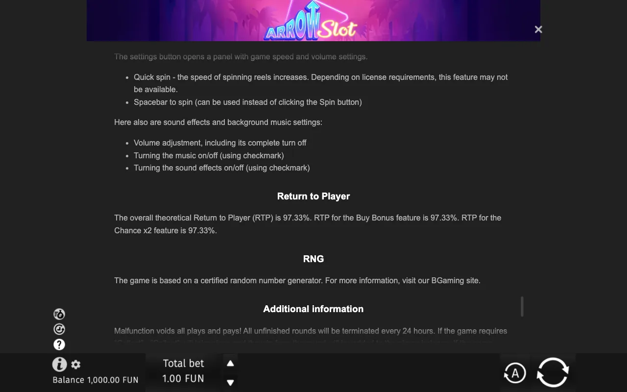 Game rules, page 9 — Arrow Slot