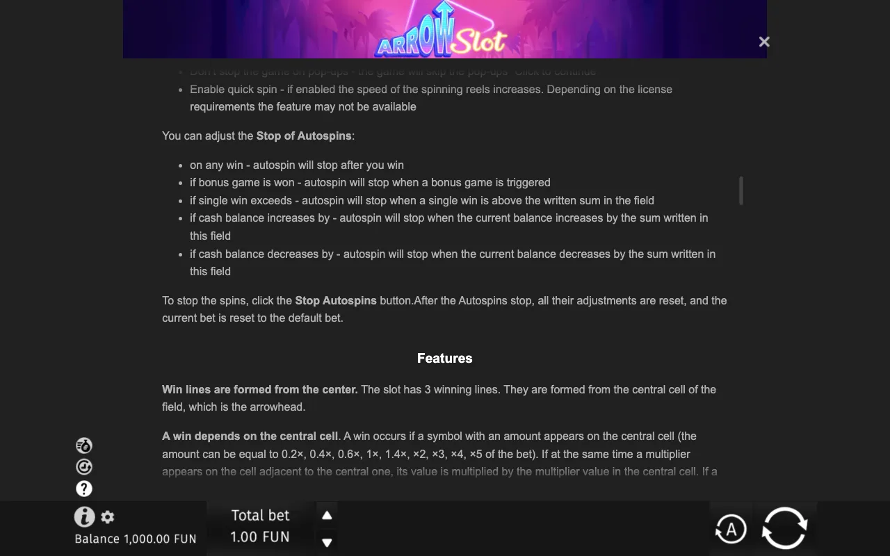 Game rules, page 6 — Arrow Slot