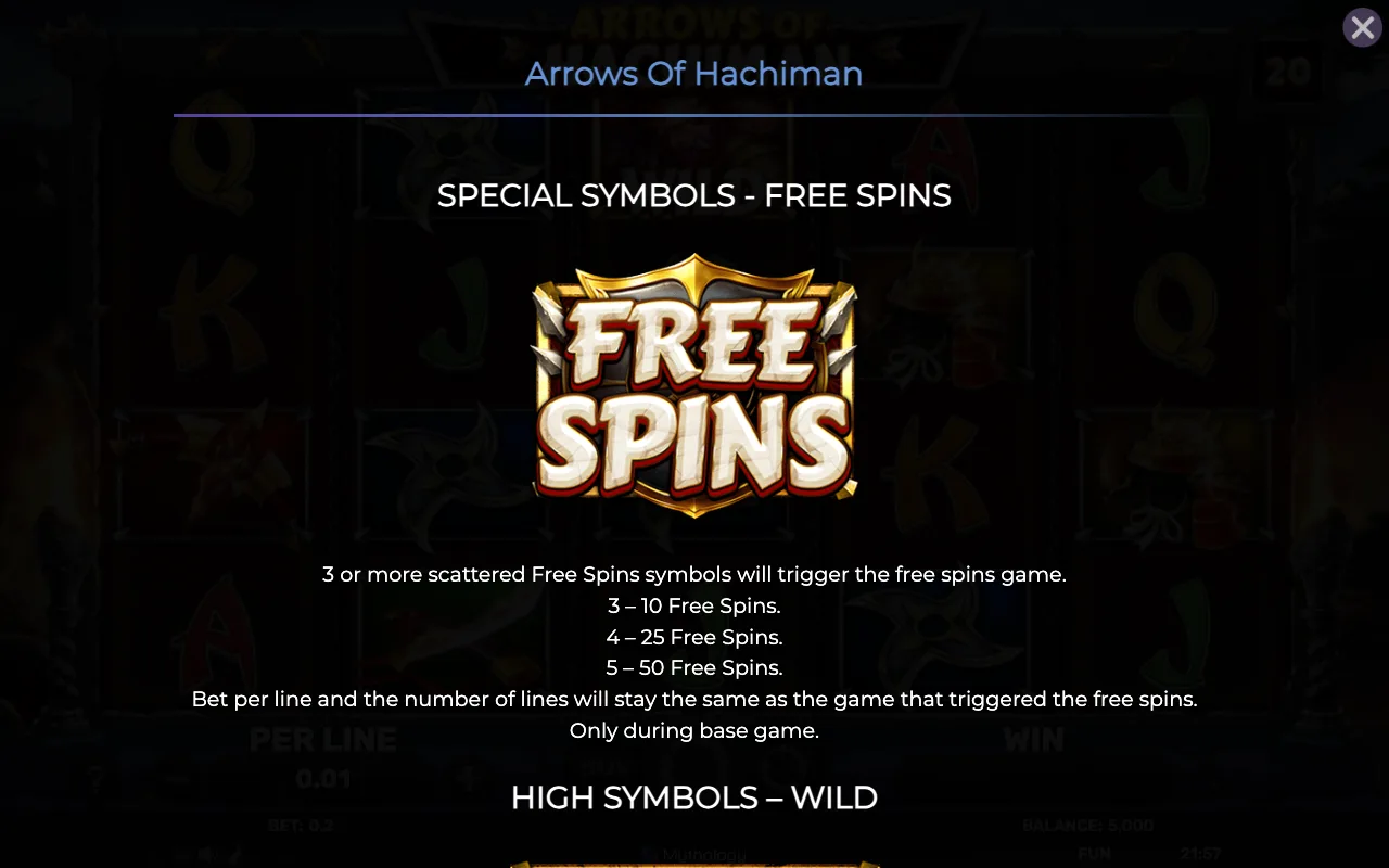 Special symbols - free spins — Arrows of Hachiman