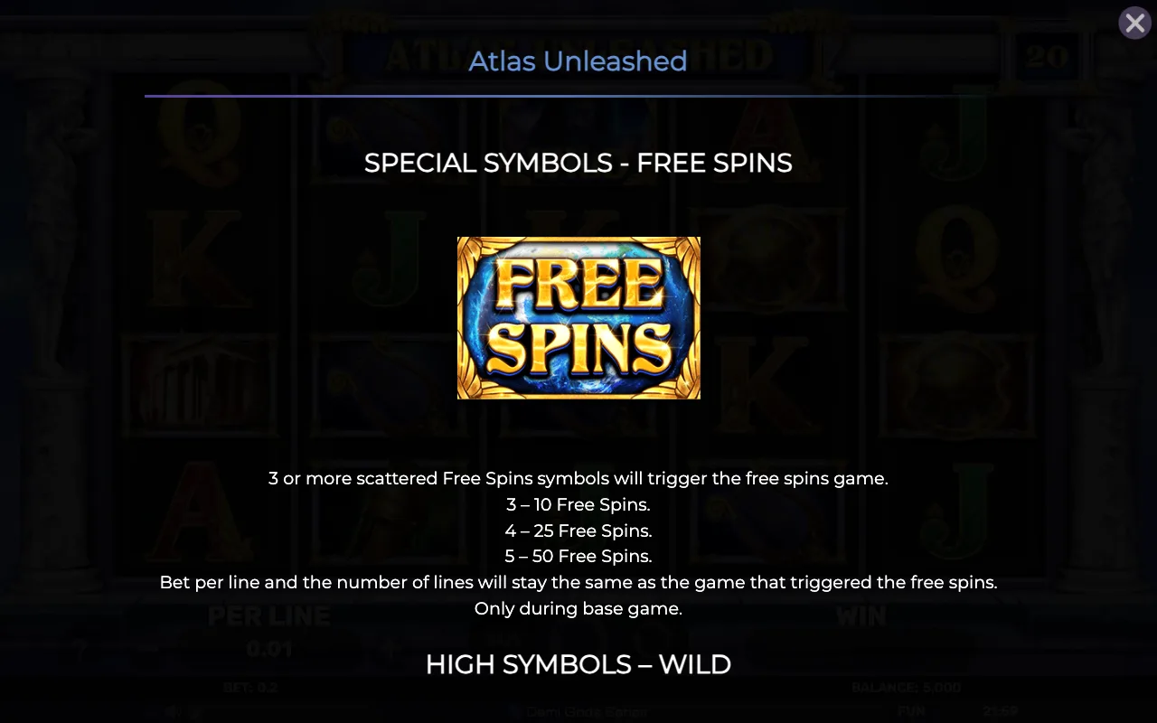 Special symbols - free spins — Atlas Unleashed