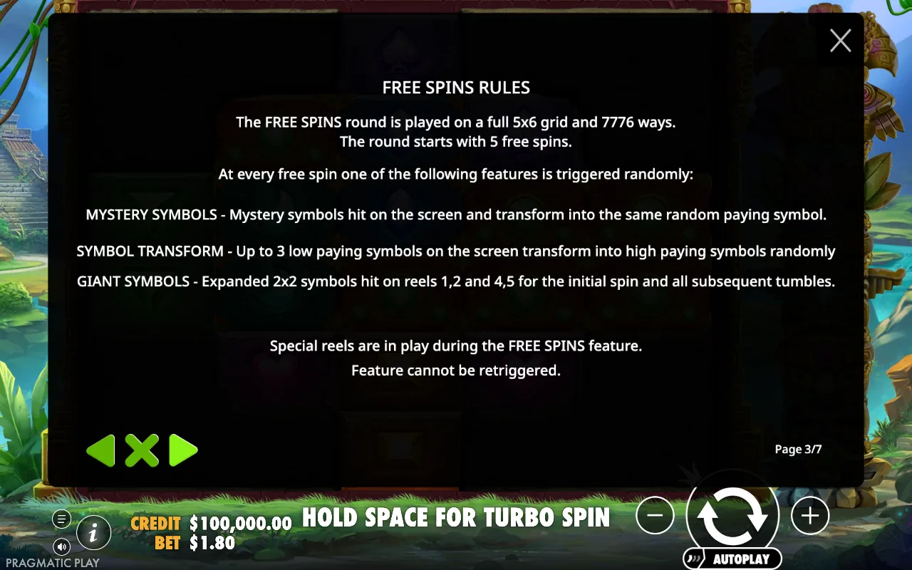 Free spins rules — Aztec Bonanza