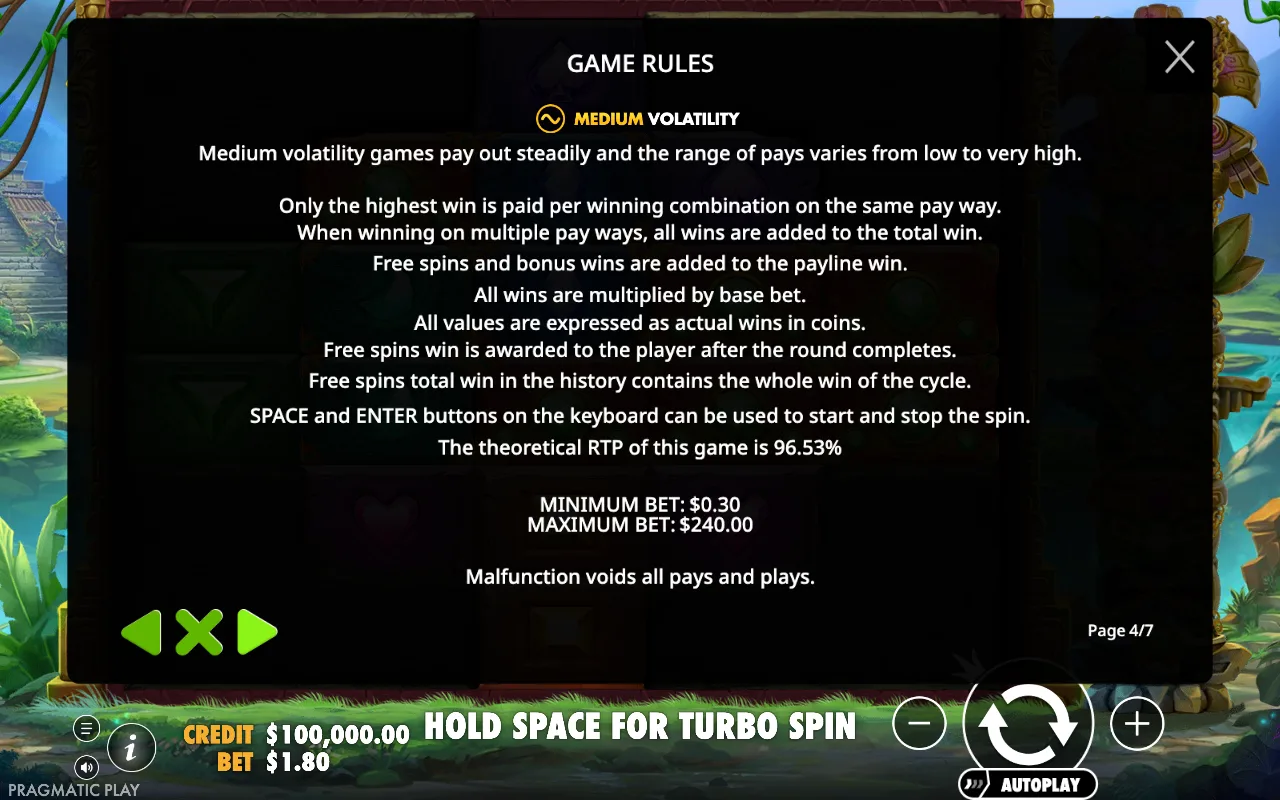 Game rules, page 4 — Aztec Bonanza