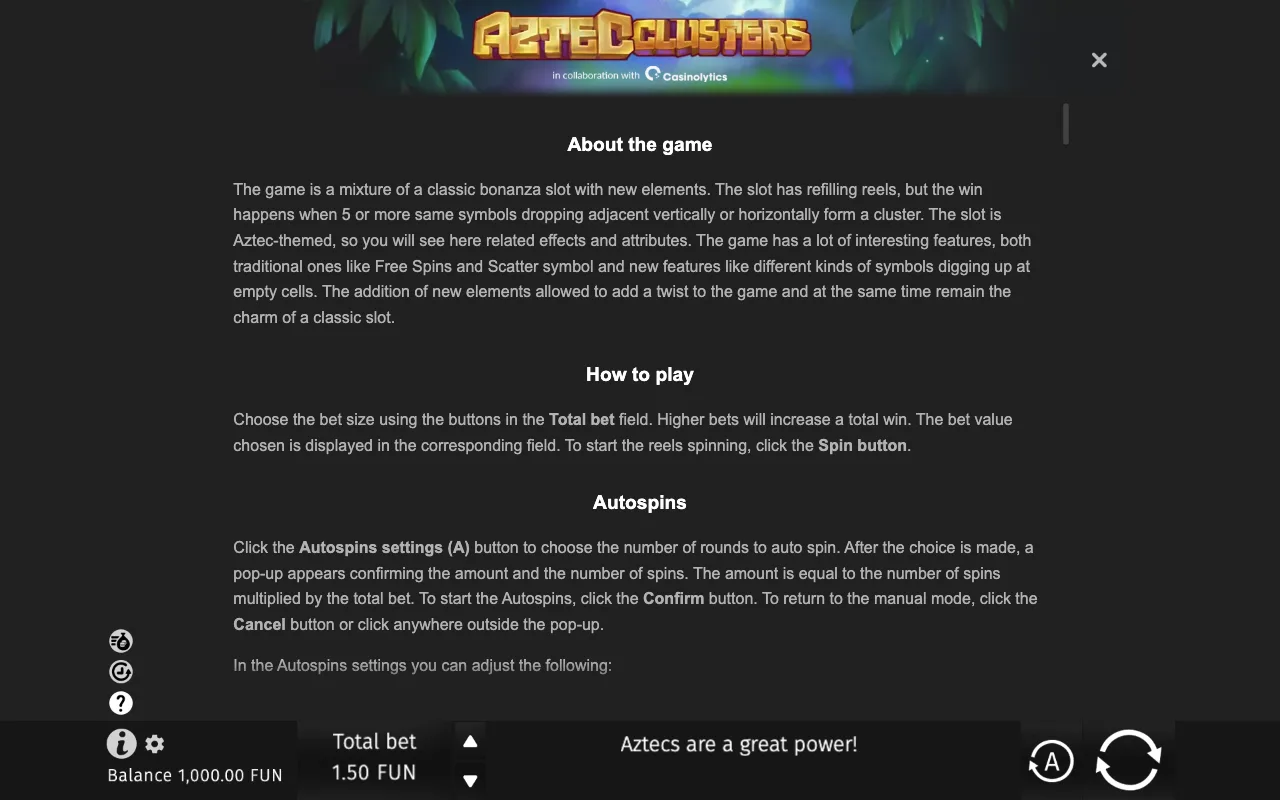 Game rules, page 6 — Aztec Clusters