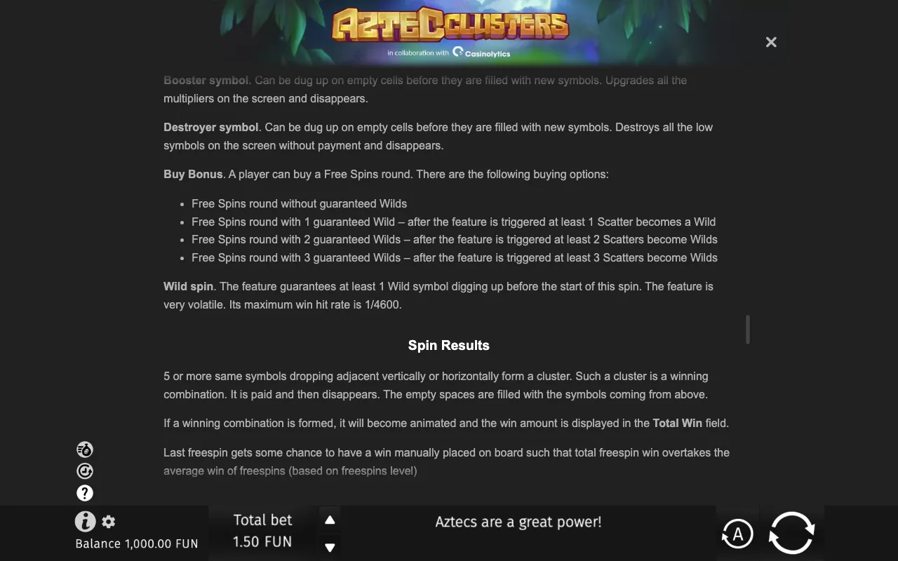 Game rules, page 9 — Aztec Clusters