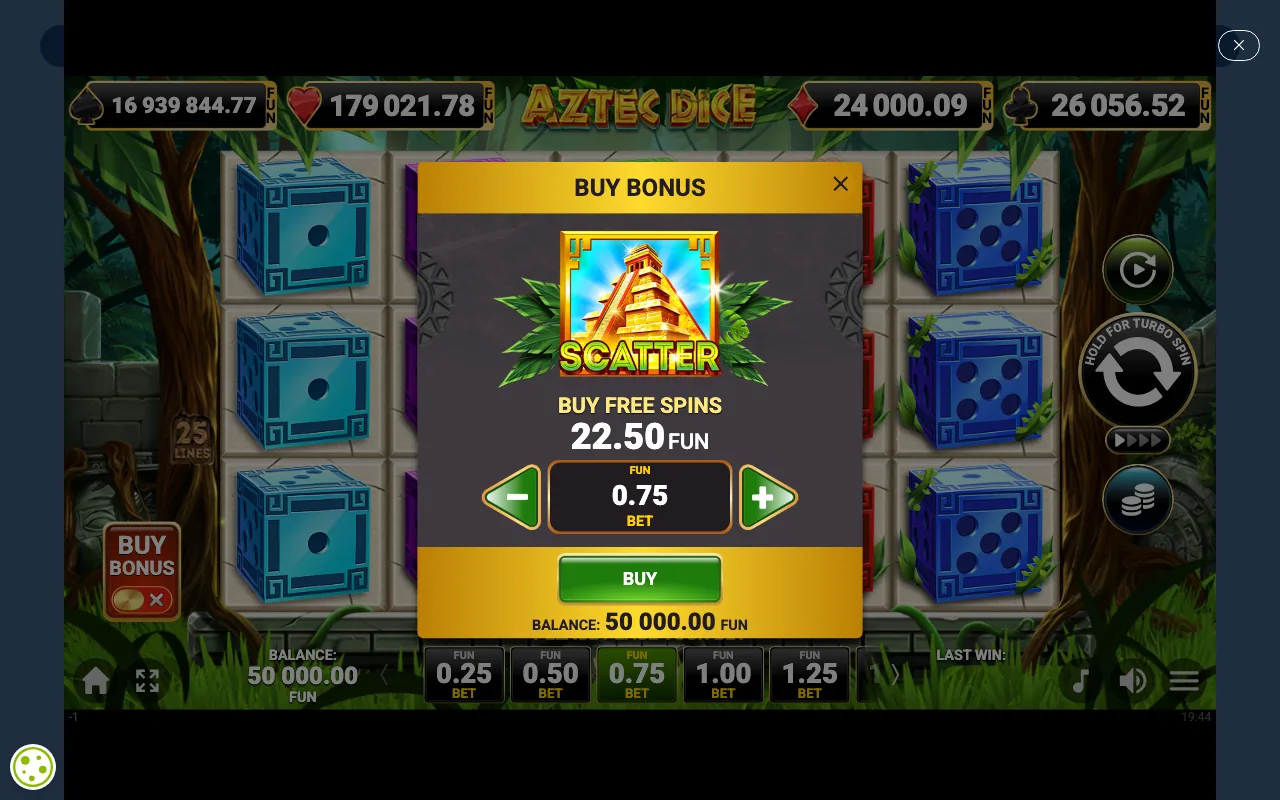 Buying the feature — Aztec Dice
