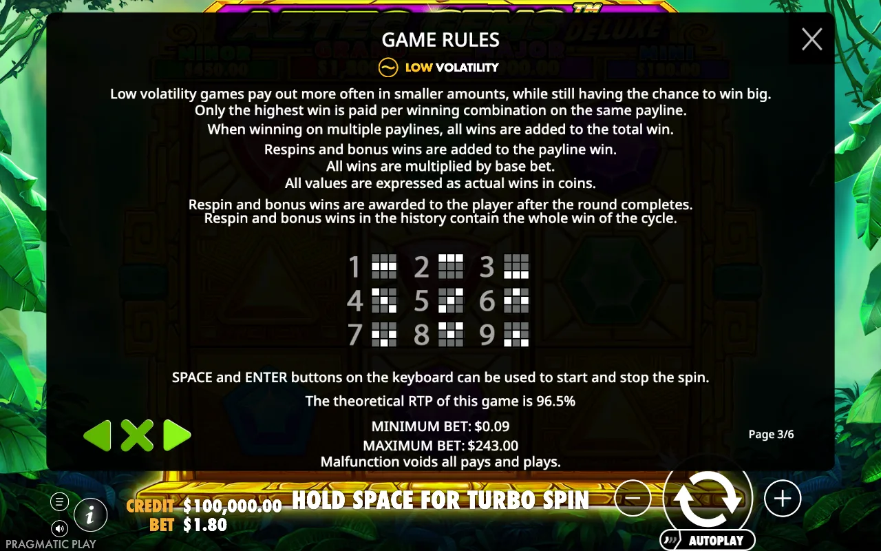 Game rules, page 3 — Aztec Gems Deluxe