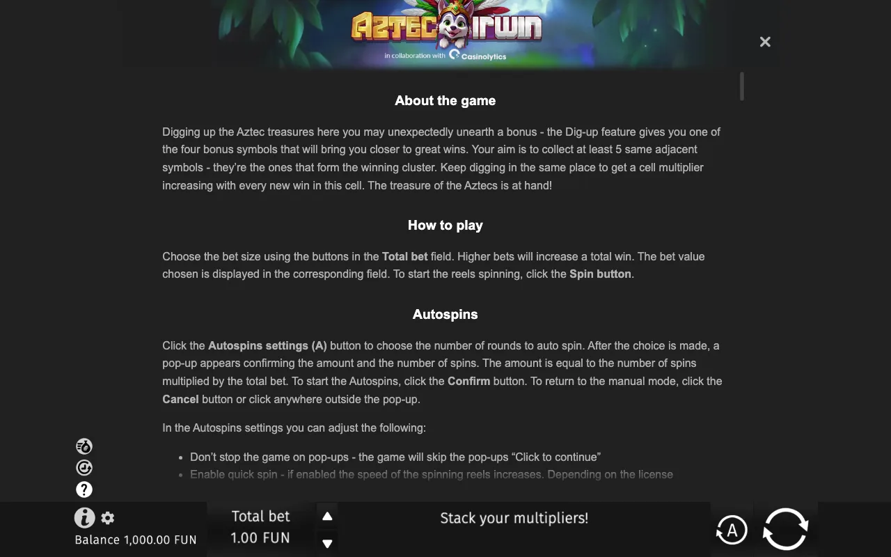 Game rules, page 6 — Aztec Irwin