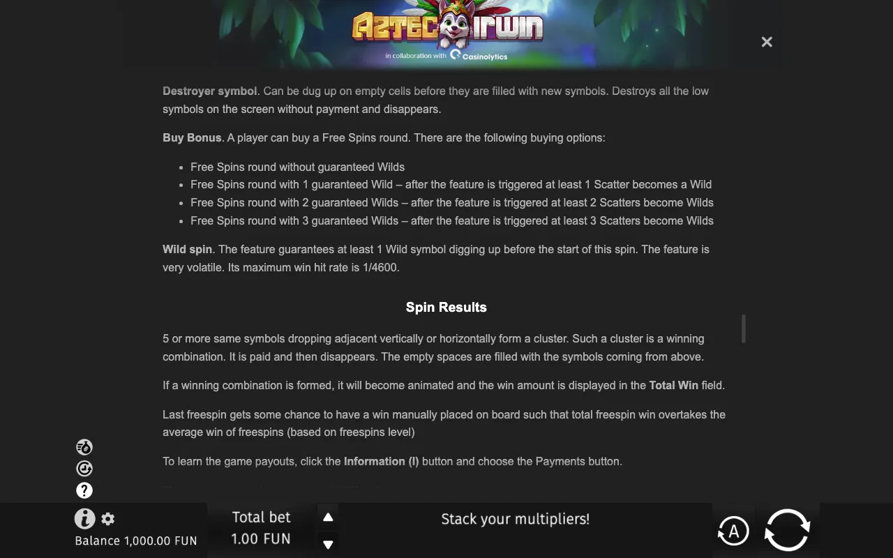 Game rules, page 9 — Aztec Irwin