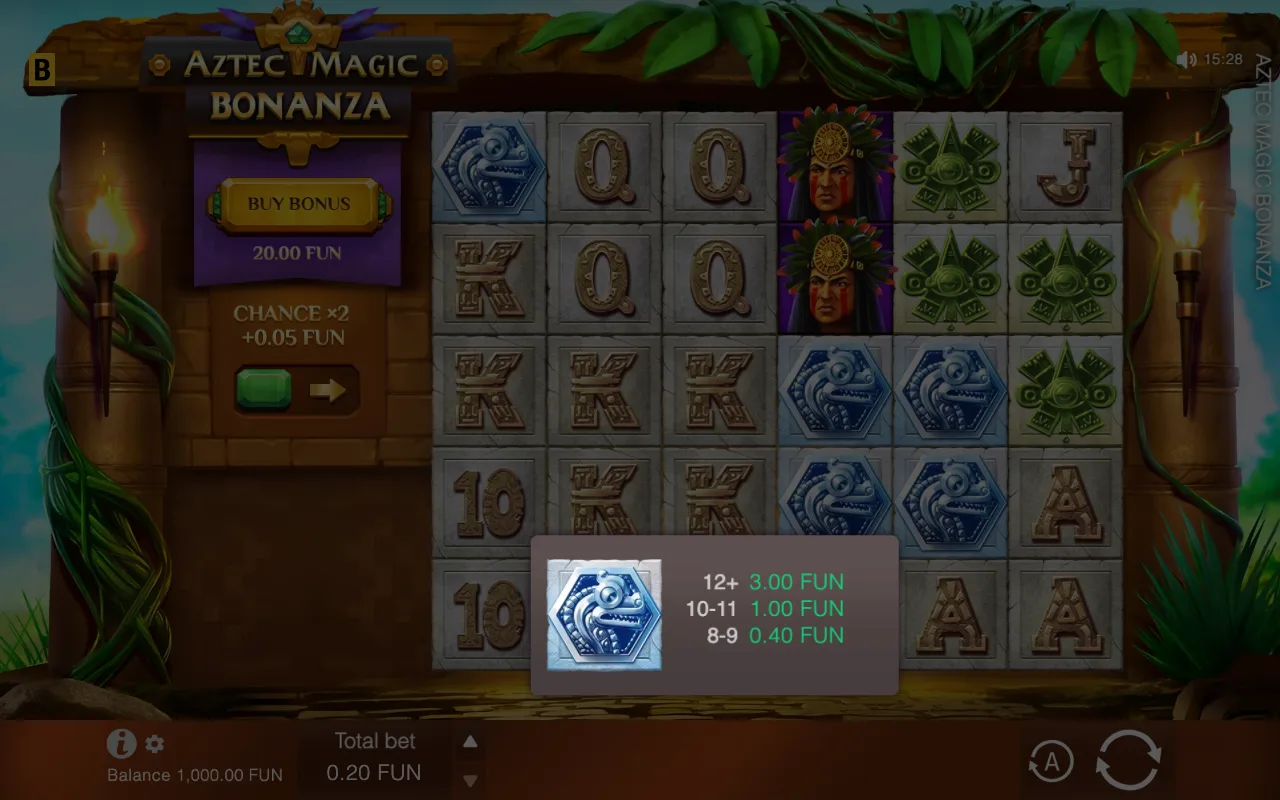 The base game — Aztec Magic Bonanza