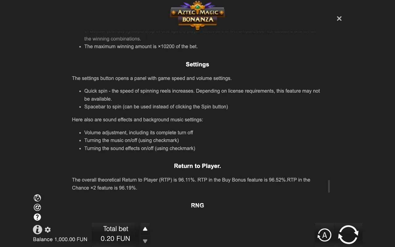 Game rules, page 10 — Aztec Magic Bonanza