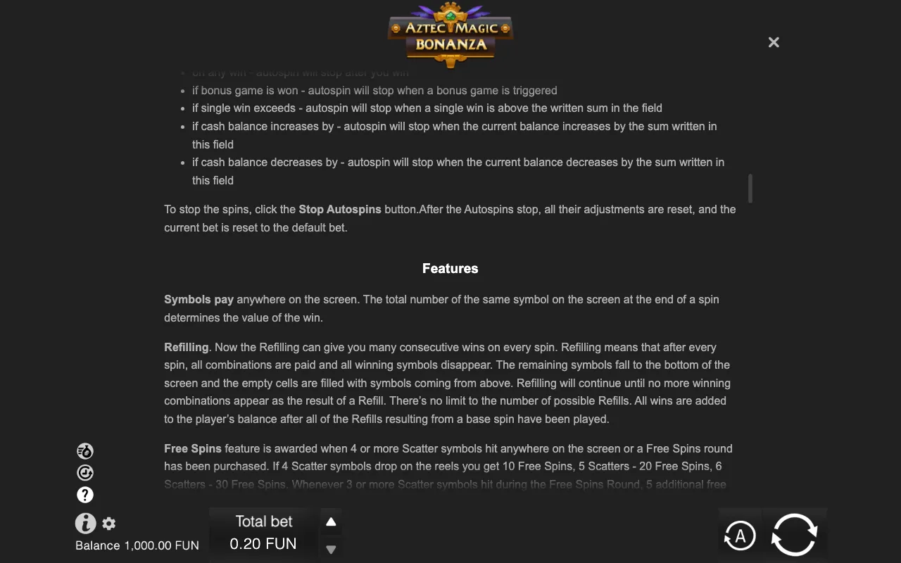 Game rules, page 7 — Aztec Magic Bonanza