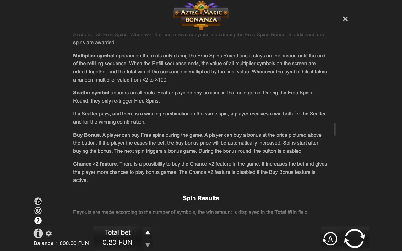 Game rules, page 8 — Aztec Magic Bonanza