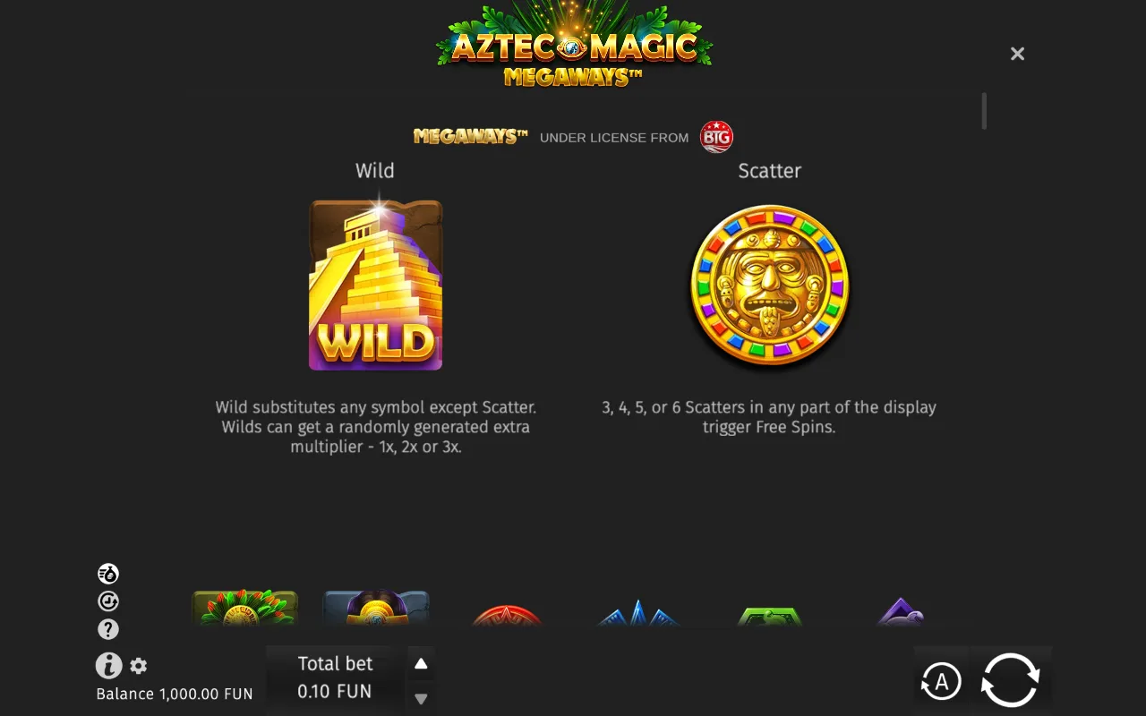 Game rules, page 1 — Aztec Magic Megaways