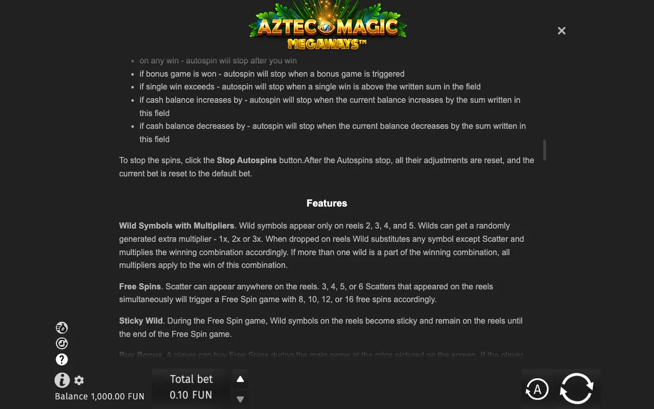 Game rules, page 7 — Aztec Magic Megaways