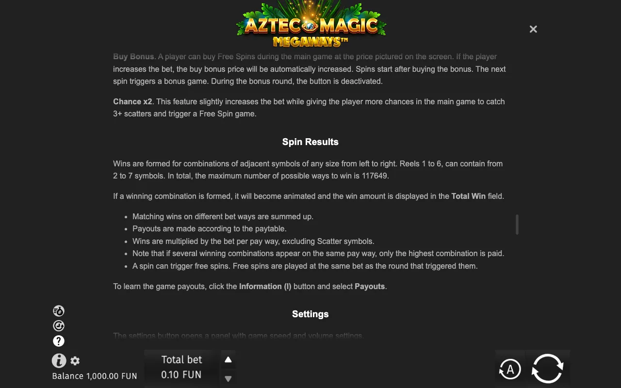 Game rules, page 8 — Aztec Magic Megaways