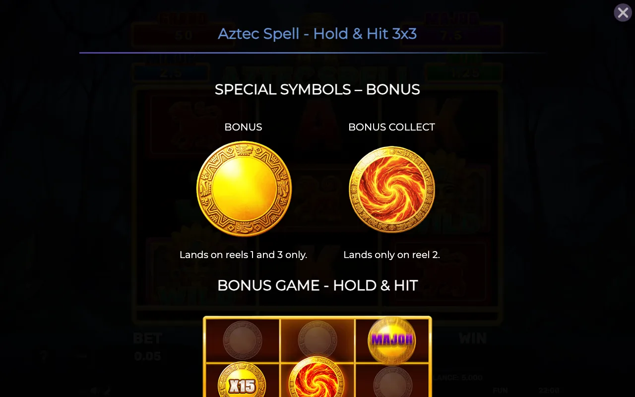Special symbols - bonus — Aztec Spell Holdhit 3x3