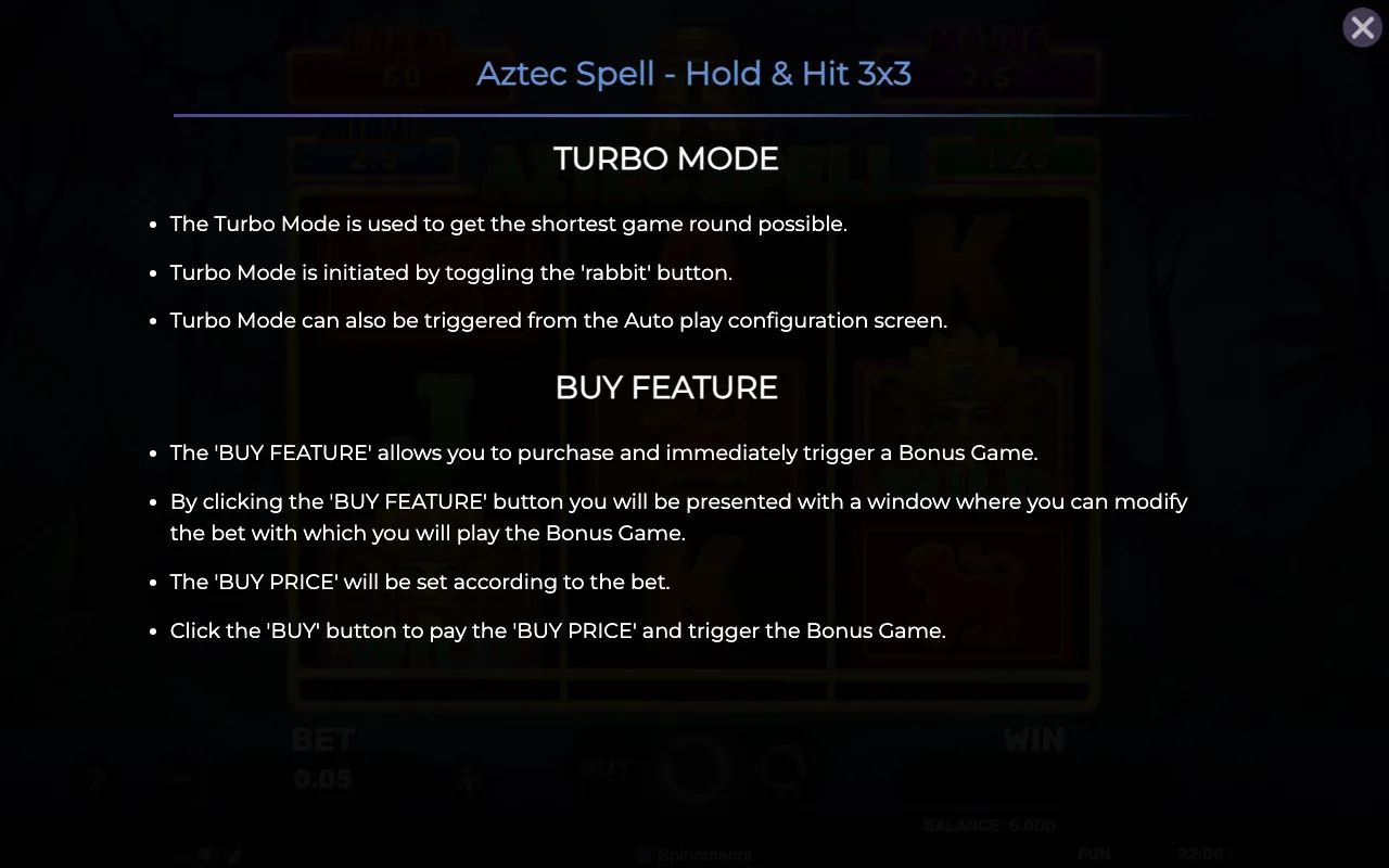 Game rules, page 8 — Aztec Spell Holdhit 3x3