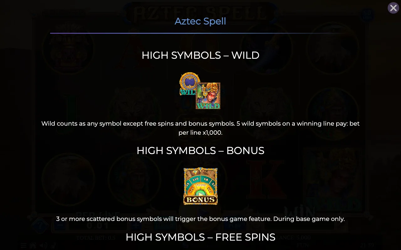 High symbols - wild — Aztec Spell