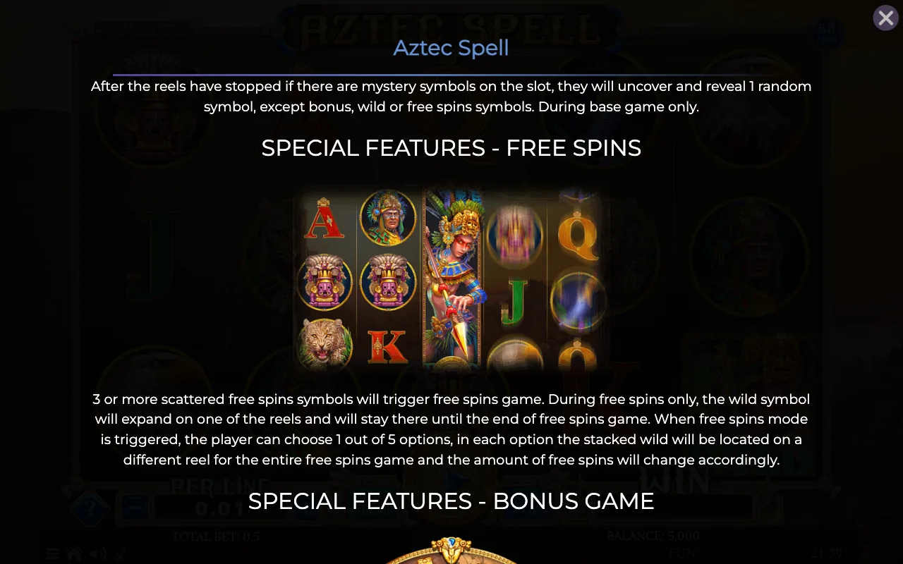 Special features - free spins — Aztec Spell