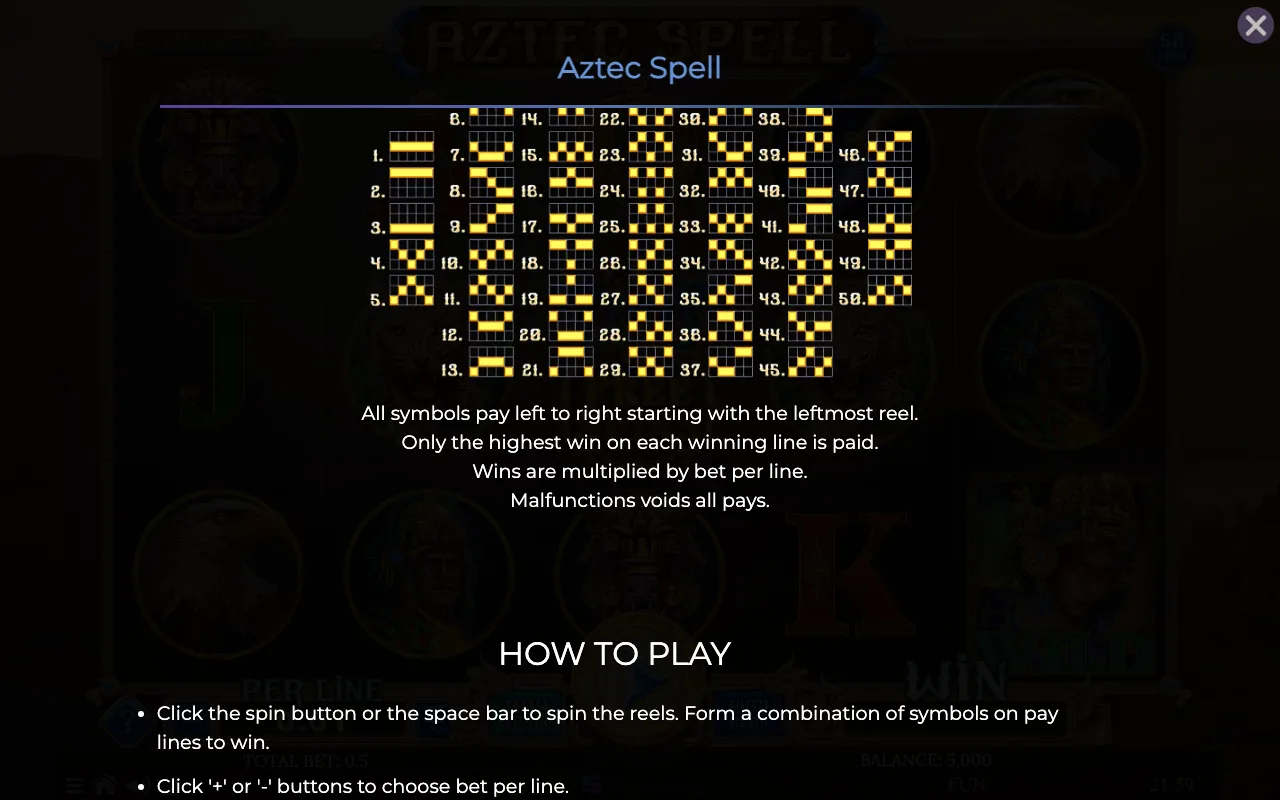 Game rules, page 6 — Aztec Spell