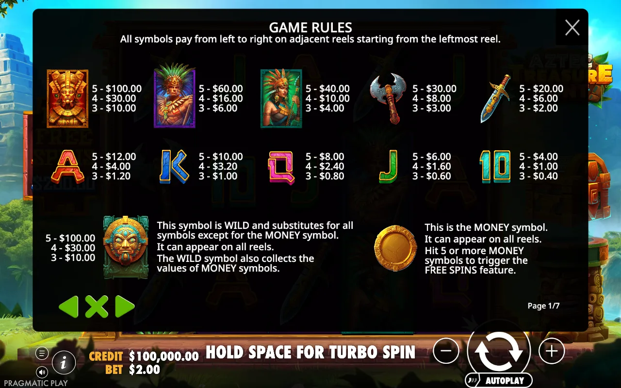 Game rules, page 1 — Aztec Treasure Hunt