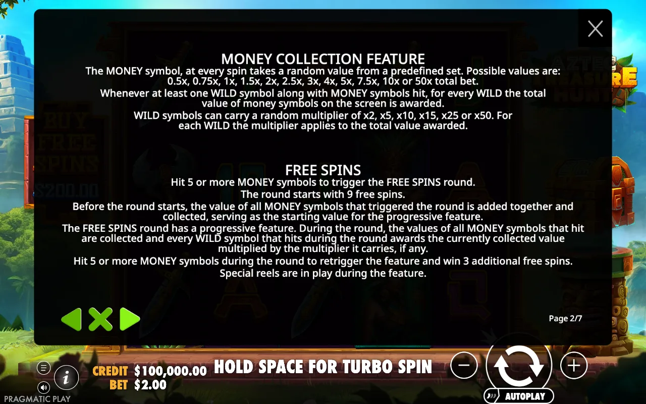 Money collection feature — Aztec Treasure Hunt