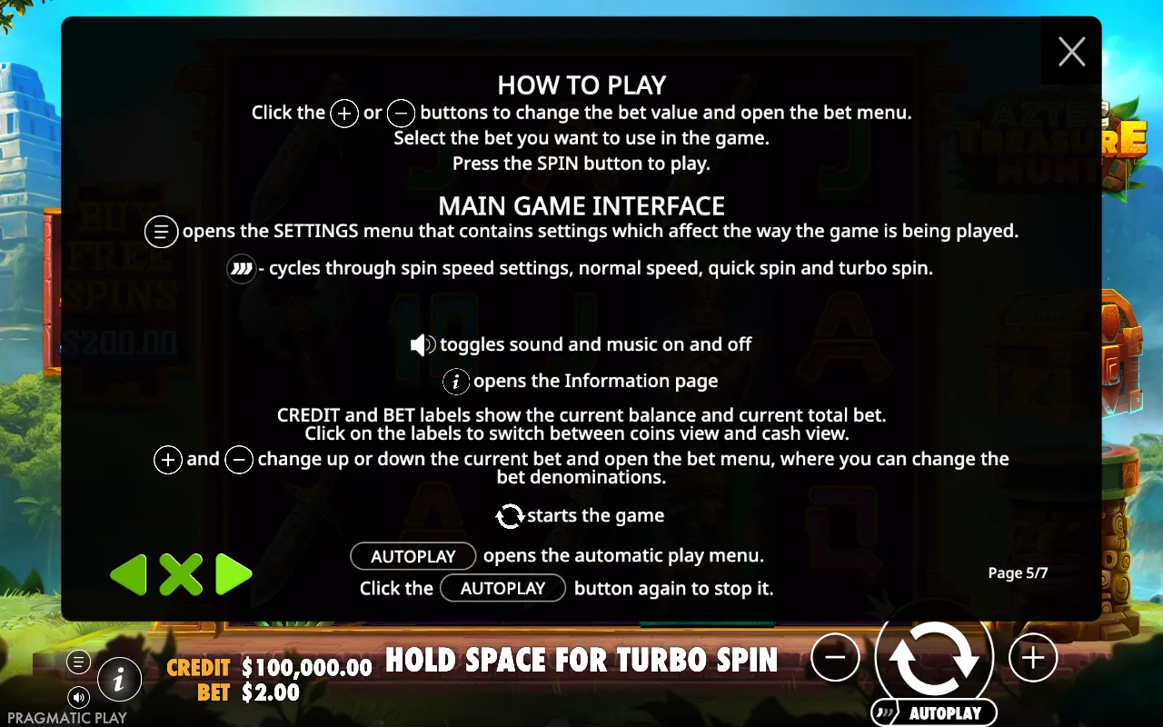How to play — Aztec Treasure Hunt