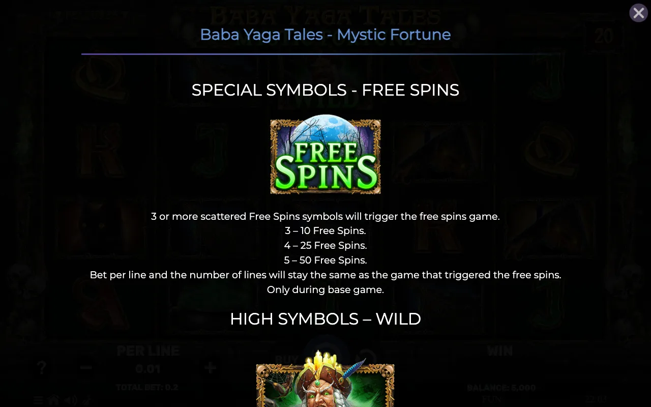 Special symbols - free spins — Baba Yaga Tales Mystic Fortune