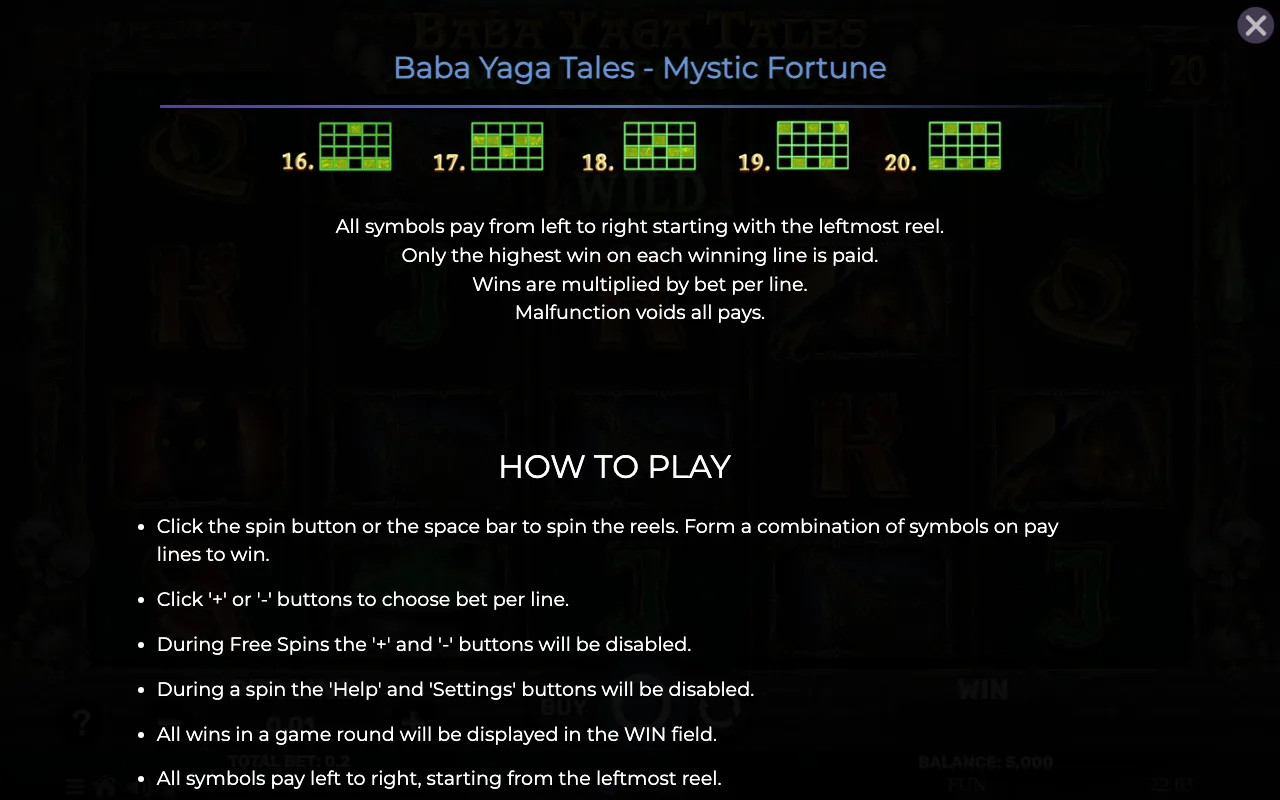 How to play — Baba Yaga Tales Mystic Fortune