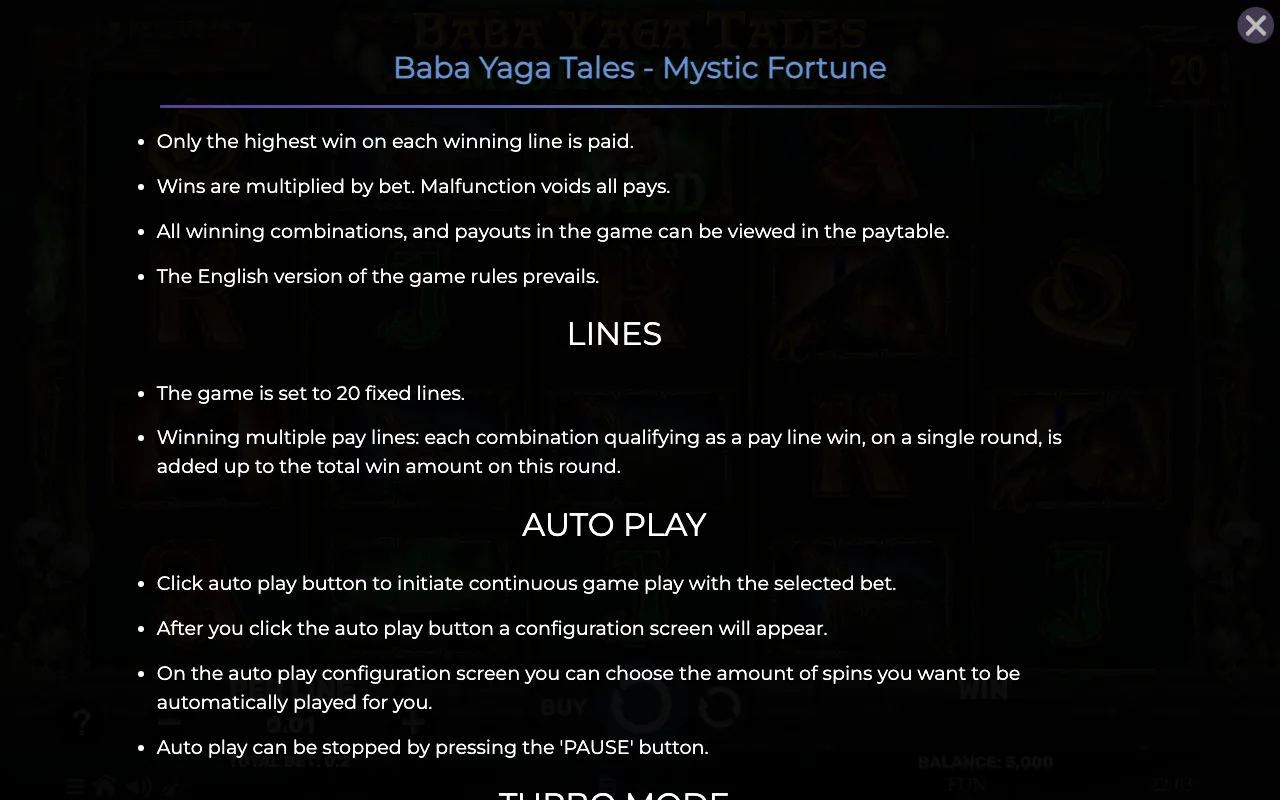 Lines — Baba Yaga Tales Mystic Fortune