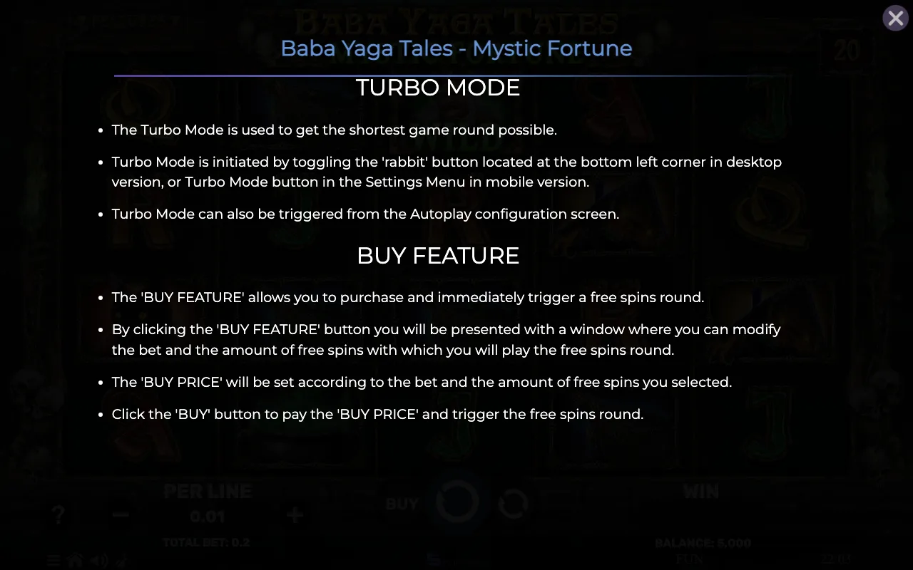 Game rules, page 8 — Baba Yaga Tales Mystic Fortune