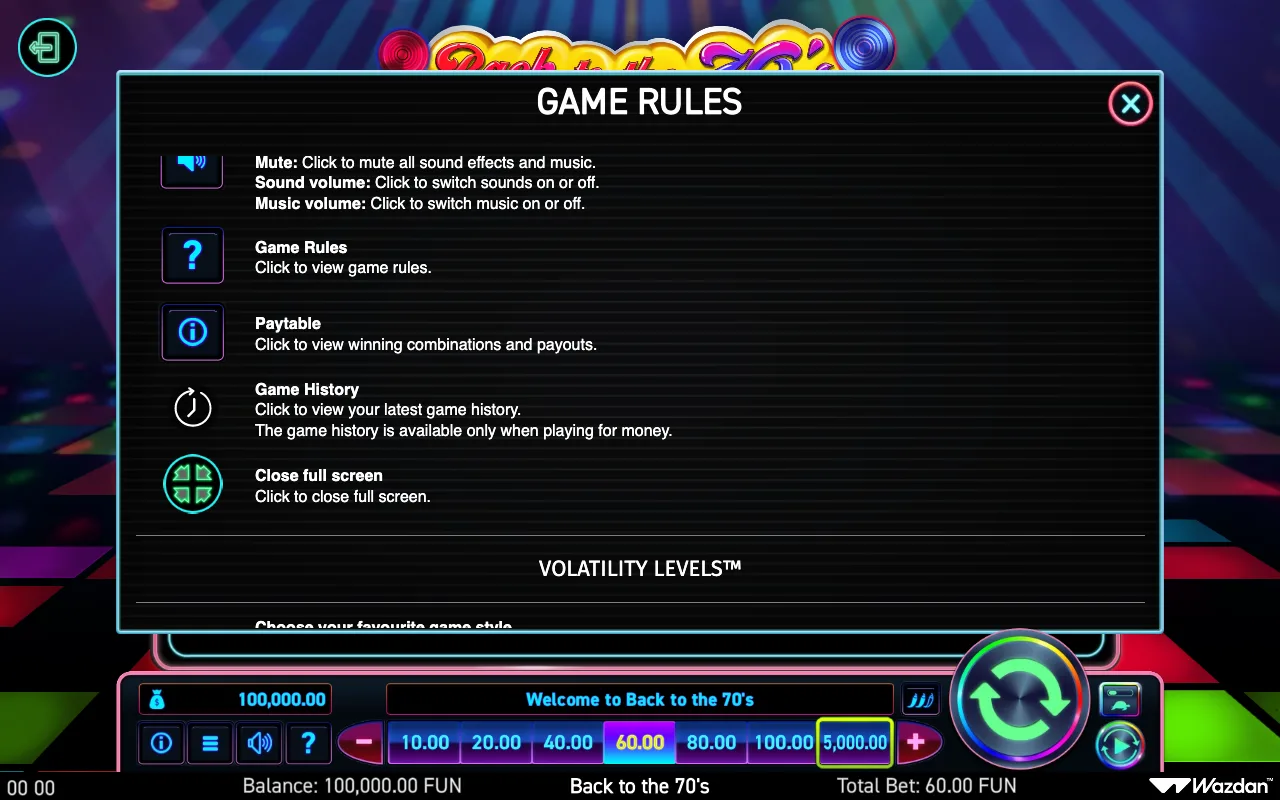 Game rules, page 5 — Back to The 70s
