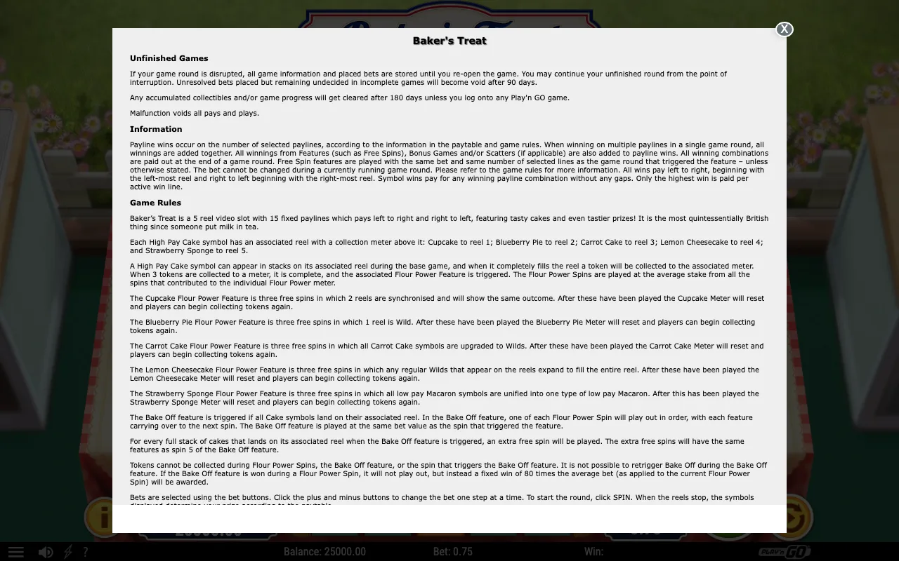 Game rules, page 1 — Baker's Treat