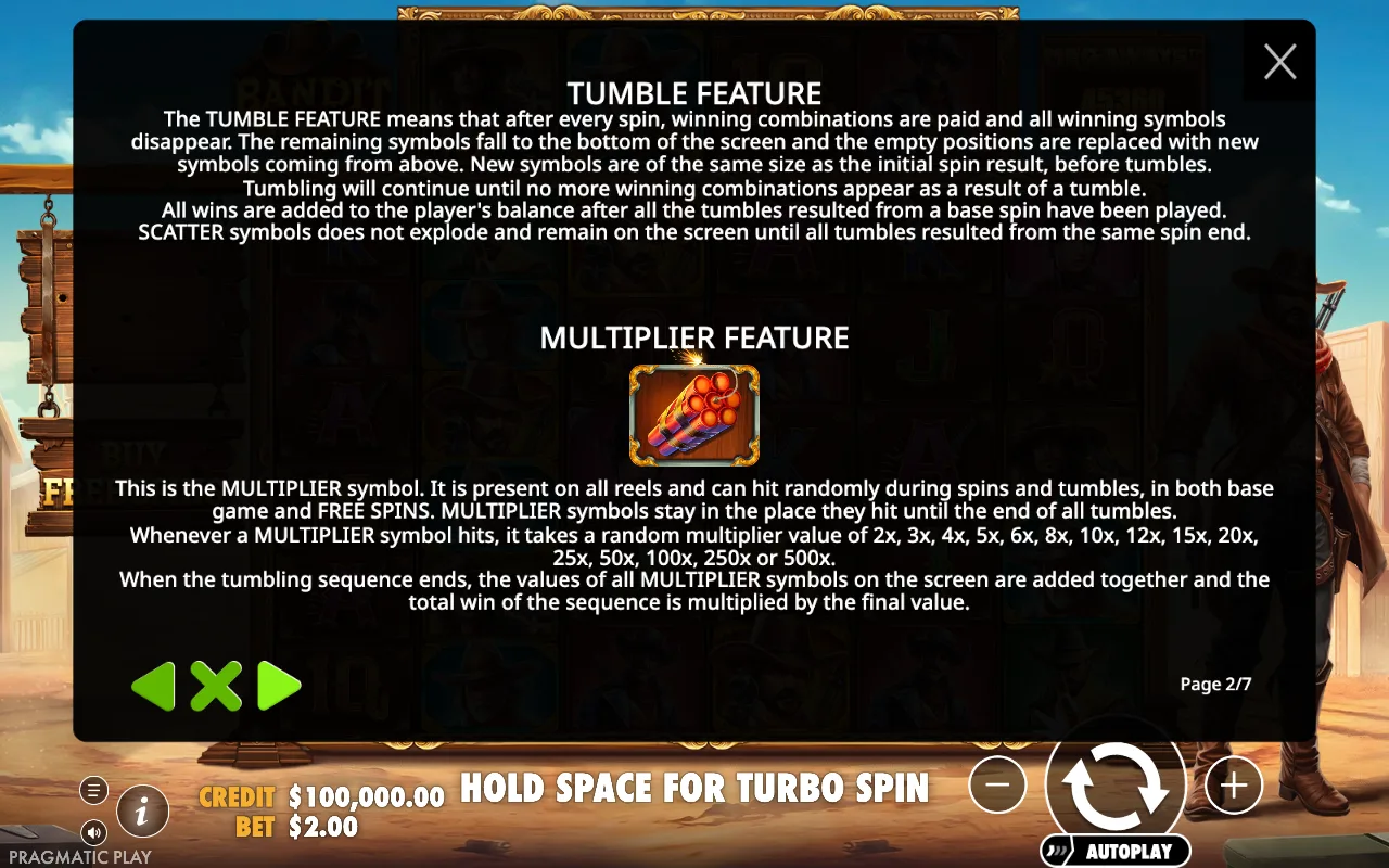 Tumble feature — Bandit Megaways