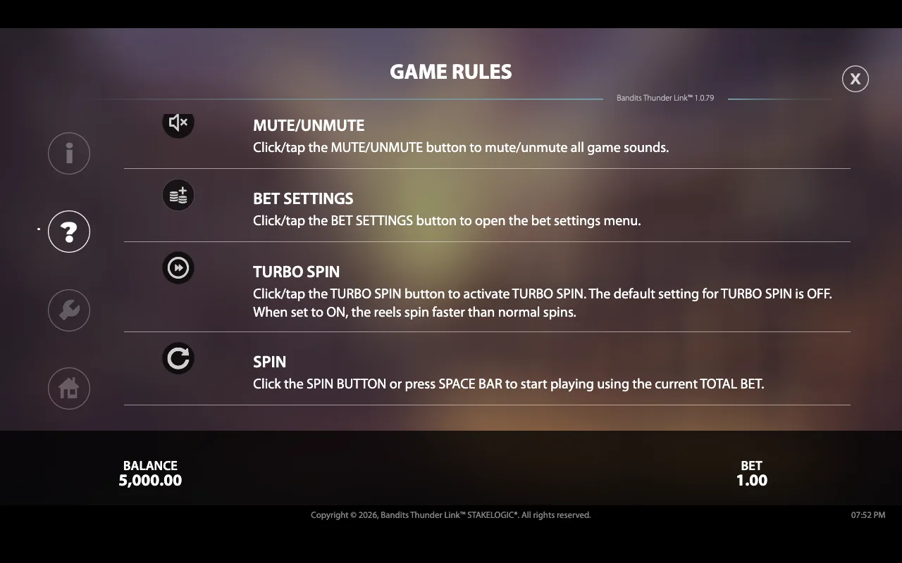 Game rules — Bandits Thunder Link