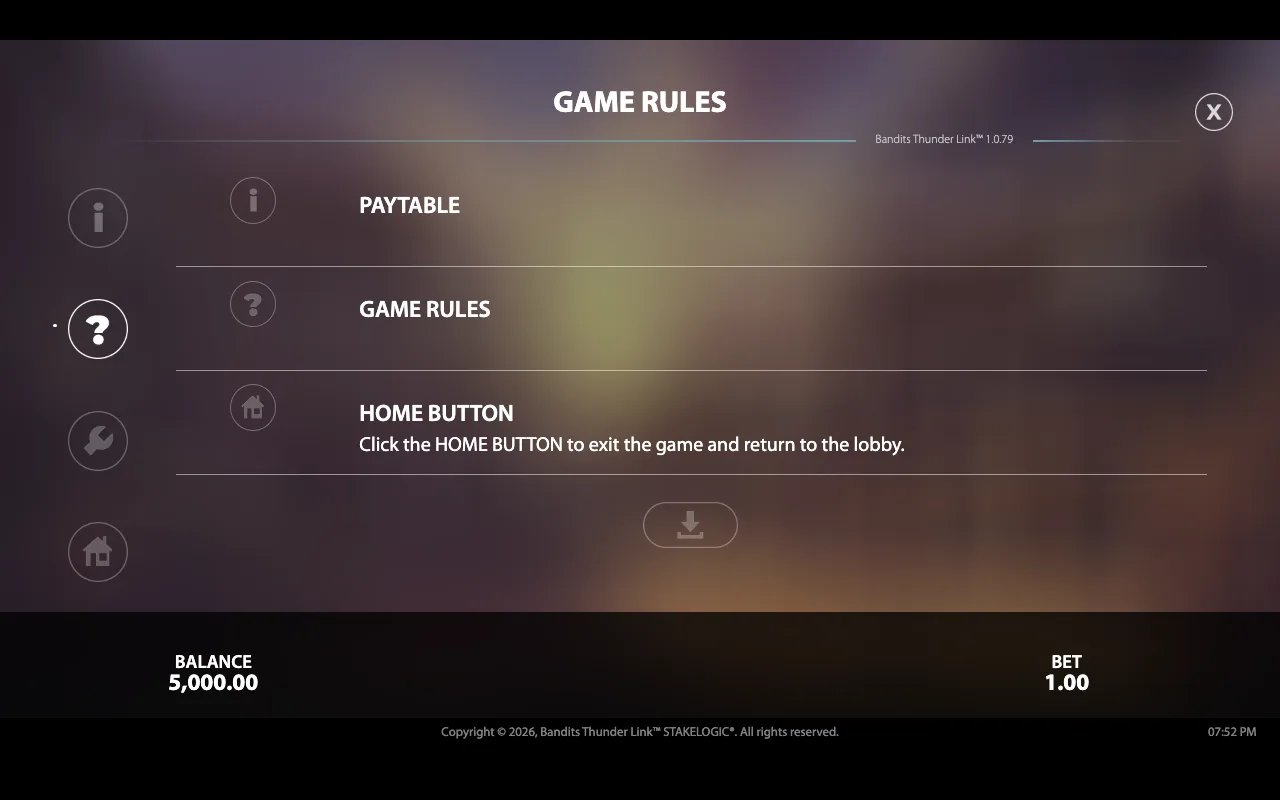 Game rules — Bandits Thunder Link