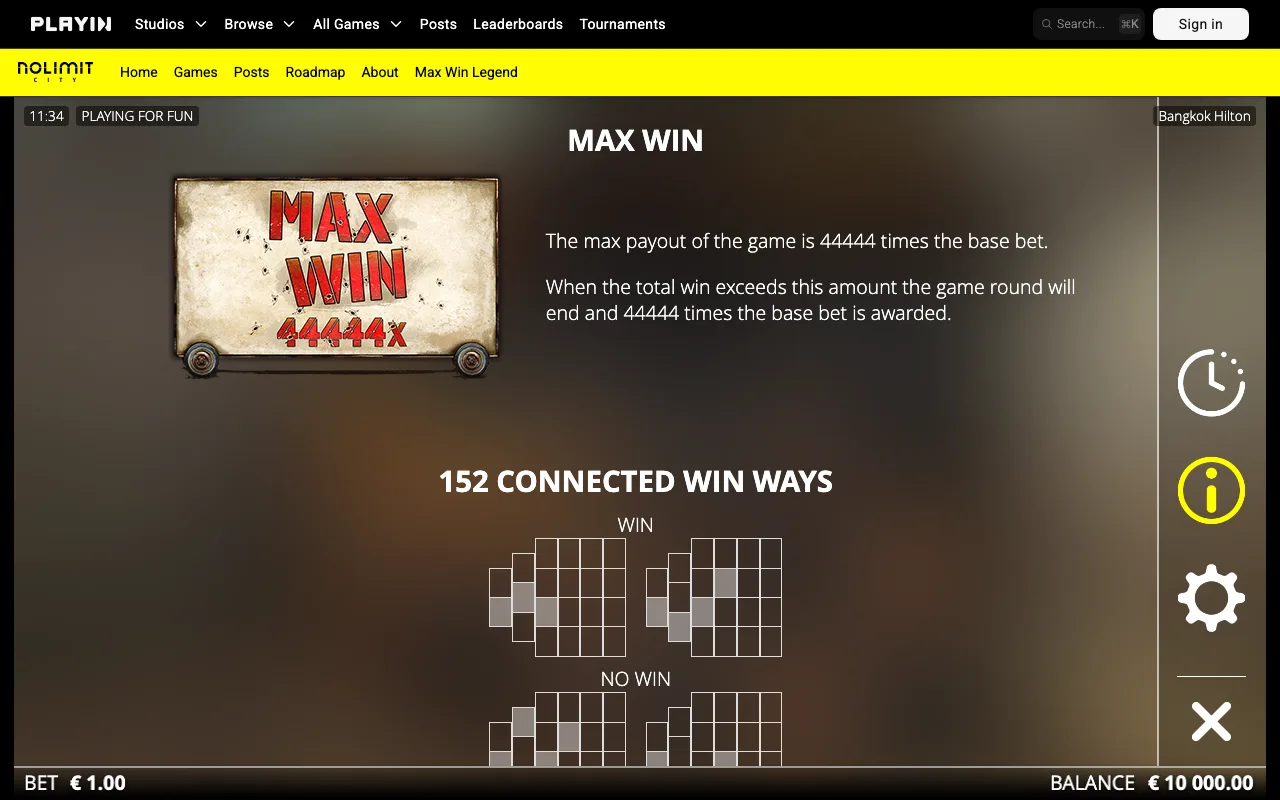 Max win — Bangkok Hilton